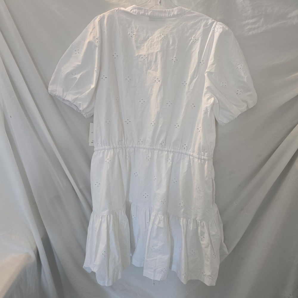 Free Assembly Women's Cotton Eyelet Tiered Mini Dress Puff Sleeves Boho-chic XL - Picture 10 of 15